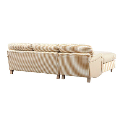 Daphnis Ochre Striped Linen Blend Sofa Bed, Grande Chaise Left Hand Facing