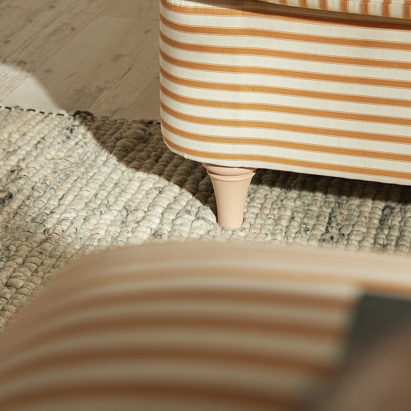 Daphnis Ochre Striped Linen Blend Fabric Sofa Bed, Loveseat