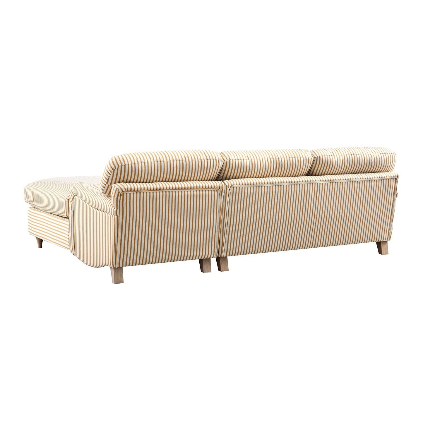 Daphnis Ochre Striped Linen Blend Sofa Bed, Grande Chaise Right Hand Facing
