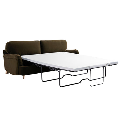 Daphnis Seaweed Velvet Sofa Bed, Large 3-Seater