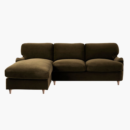 Daphnis Seaweed Velvet Sofa Bed, Grande Chaise Left Hand Facing