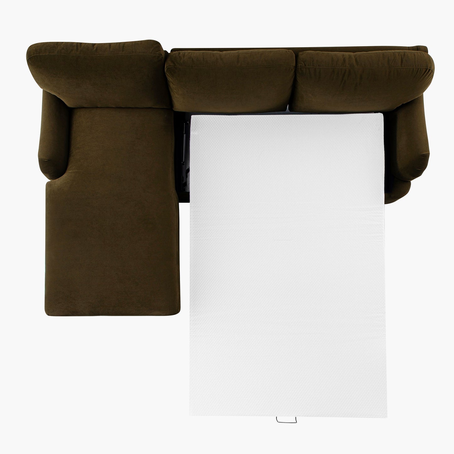 Daphnis Seaweed Velvet Sofa Bed, Grande Chaise Left Hand Facing