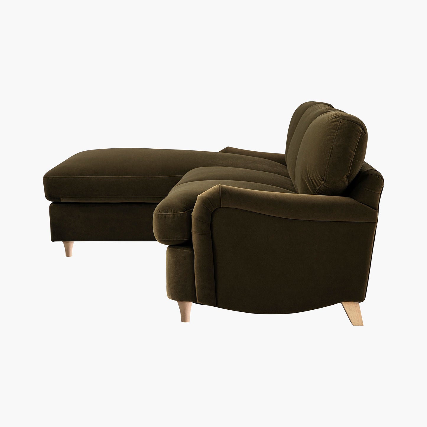 Daphnis Seaweed Velvet Sofa Bed, Grande Chaise Left Hand Facing