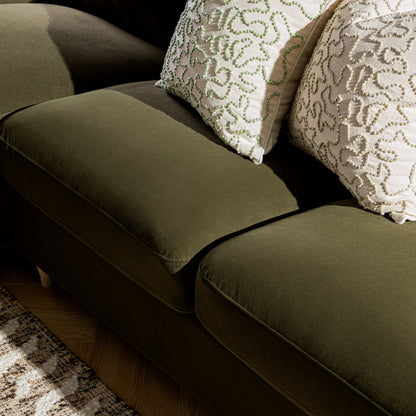 Daphnis Seaweed Velvet Sofa Bed, Grande Chaise Left Hand Facing