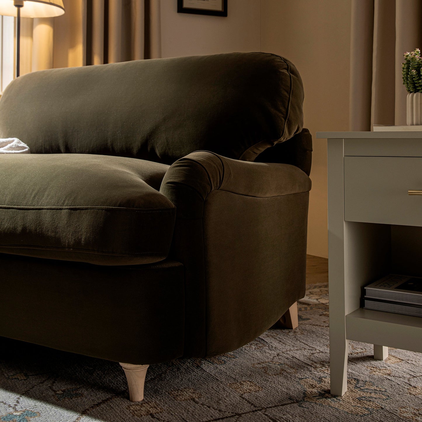 Daphnis Seaweed Velvet Sofa Bed, Loveseat