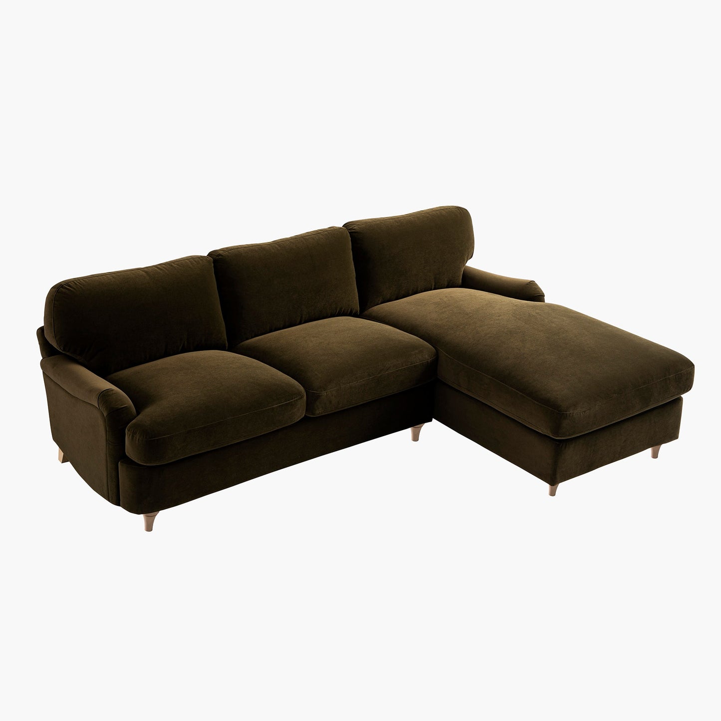 Daphnis Seaweed Velvet Sofa Bed, Grande Chaise Right Hand Facing