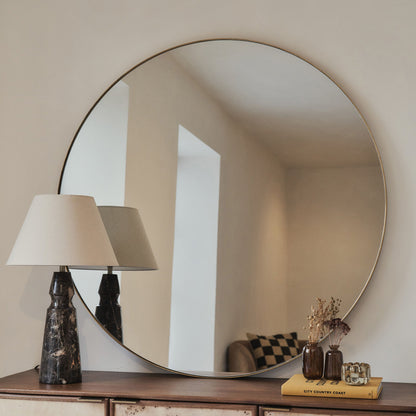 Theo - Gold Round Metal Extra Large Wall Mirror 120cm x 120cm