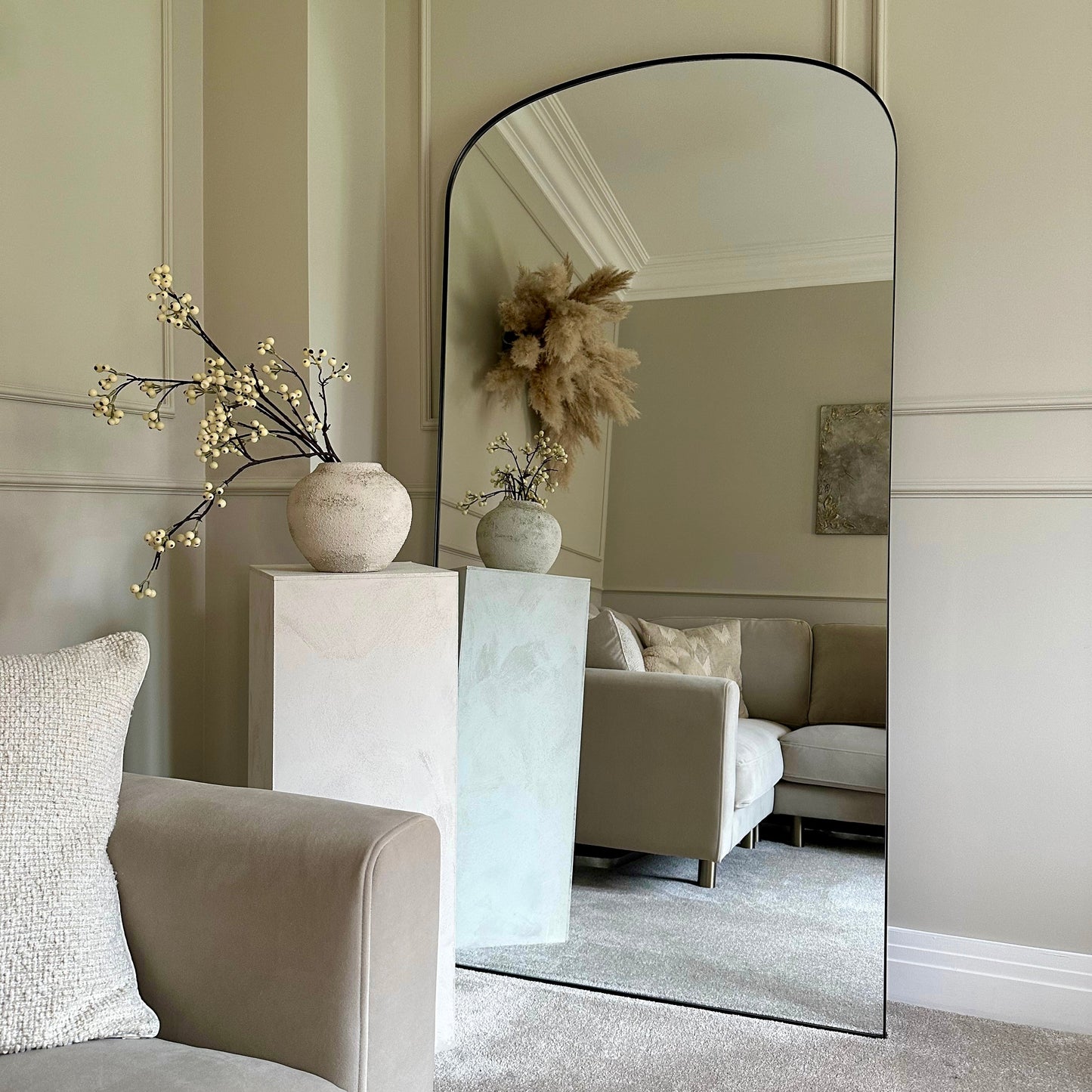 Aria - Full Length Black Large Metal Mirror 180cm x 90cm