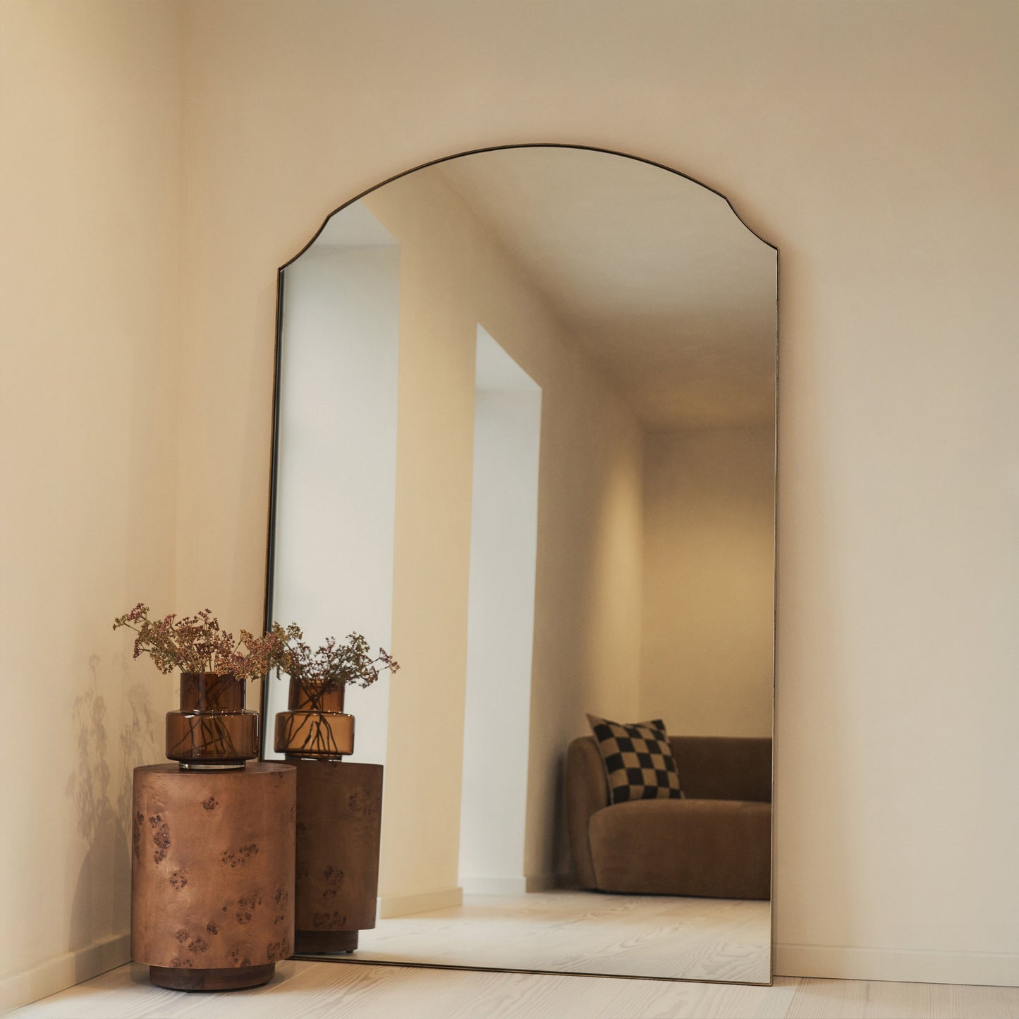 Isla - Extra Large Gold Full Length Arched Metal Mirror 190cm x 120cm