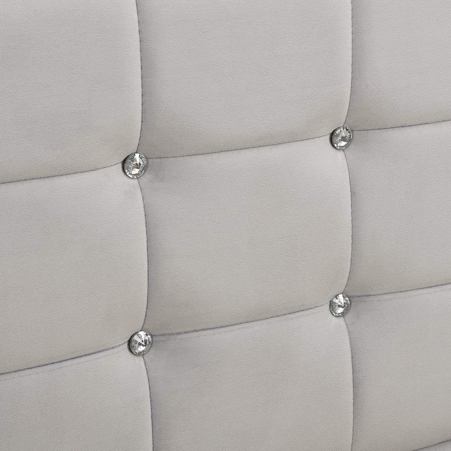Chastleton Upholstered Bed with Diamante Headboard (Grey Velvet)