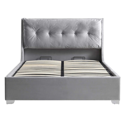 Hadley Grey Velvet Ottoman Storage Bed