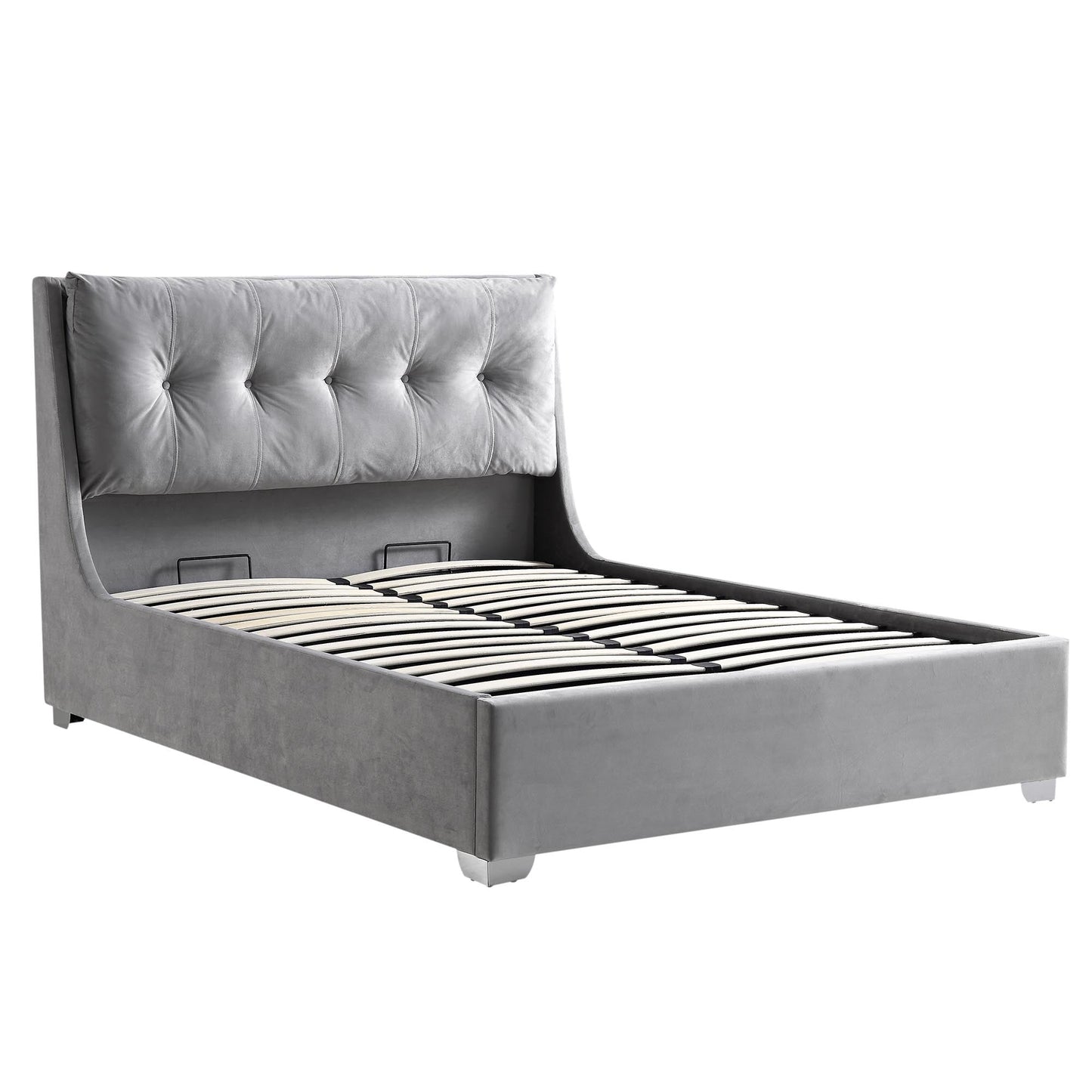 Hadley Grey Velvet Ottoman Storage Bed