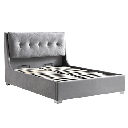 Hadley Grey Velvet Ottoman Storage Bed