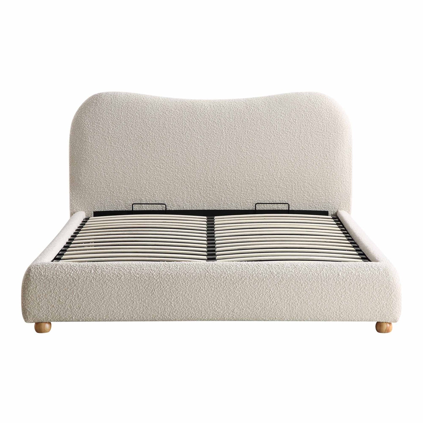 Egerie Curved Headboard Beige Boucle Ottoman Storage Bed