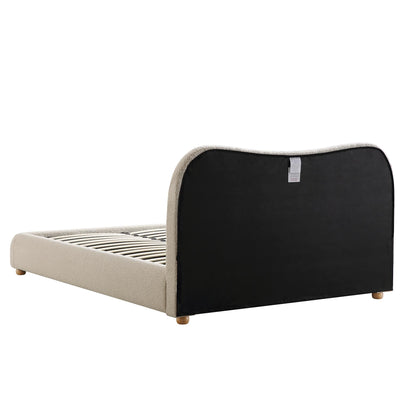 Egerie Curved Headboard Beige Boucle Ottoman Storage Bed