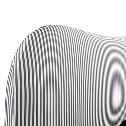 Egerie Curved Headboard Slate Blue Striped Fabric Ottoman Storage Bed