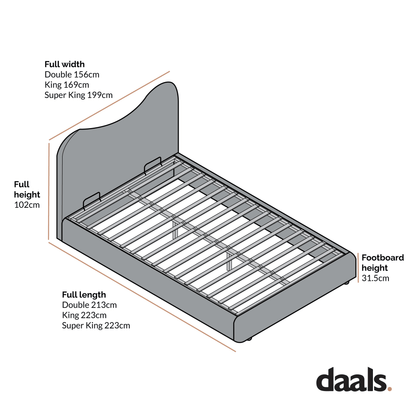 Egerie Curved Headboard Light Taupe Striped Fabric Ottoman Storage Bed