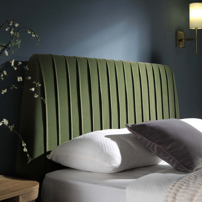 Helia Pleated Ottoman Storage Bed, Moss Green Velvet