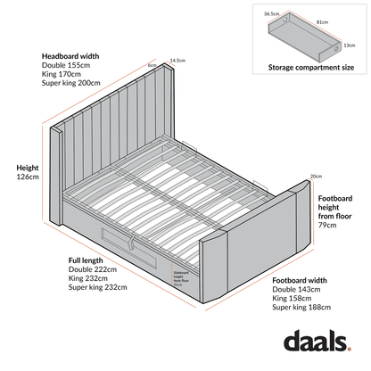 Wilton Moss Green Velvet Ottoman TV Bed