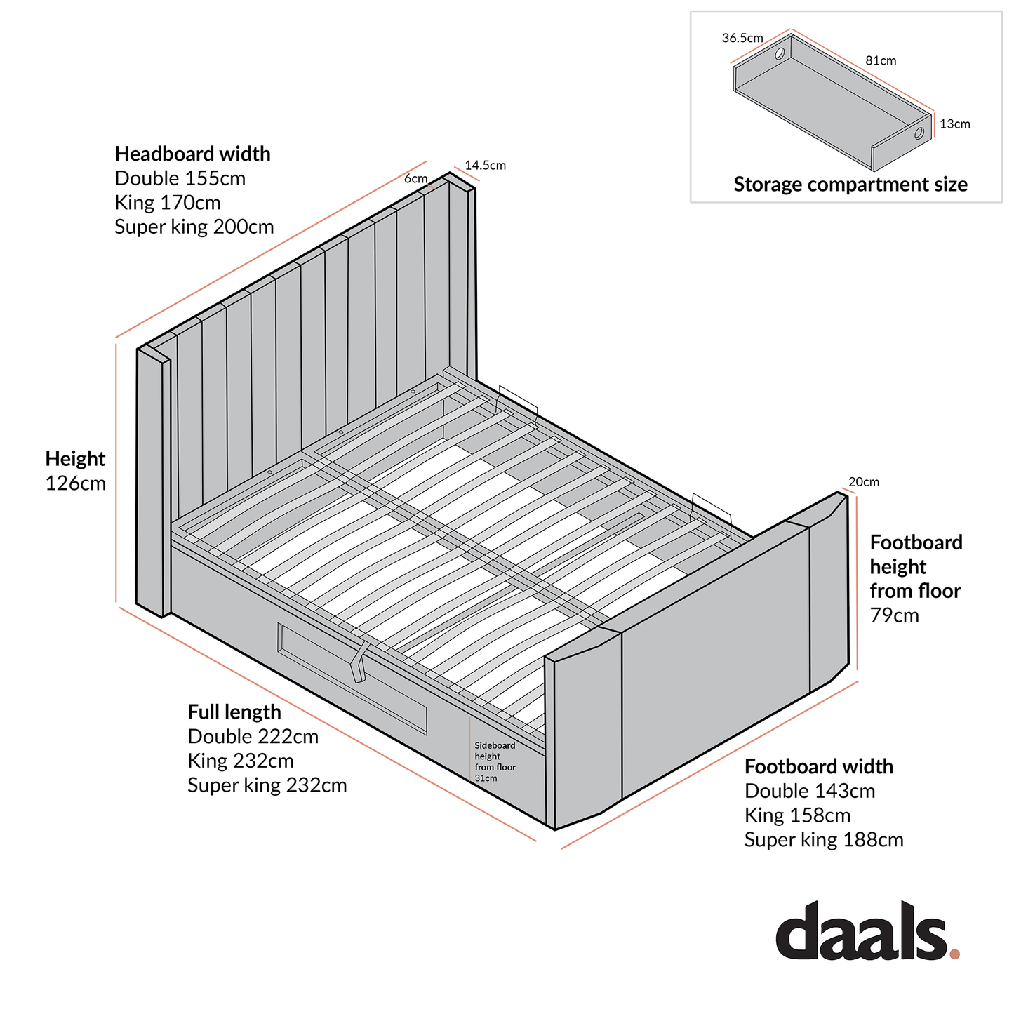 Wilton White Boucle Ottoman TV Bed