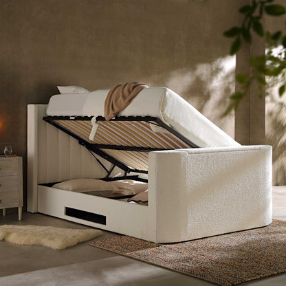 Wilton White Boucle Ottoman TV Bed
