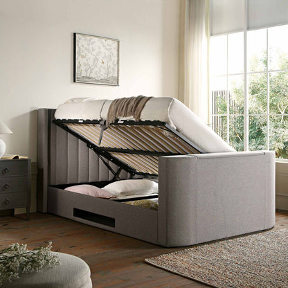 Wilton Grey Fabric Ottoman TV Bed