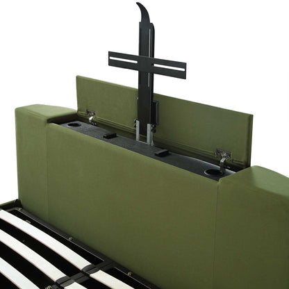Wilton Moss Green Velvet Ottoman TV Bed