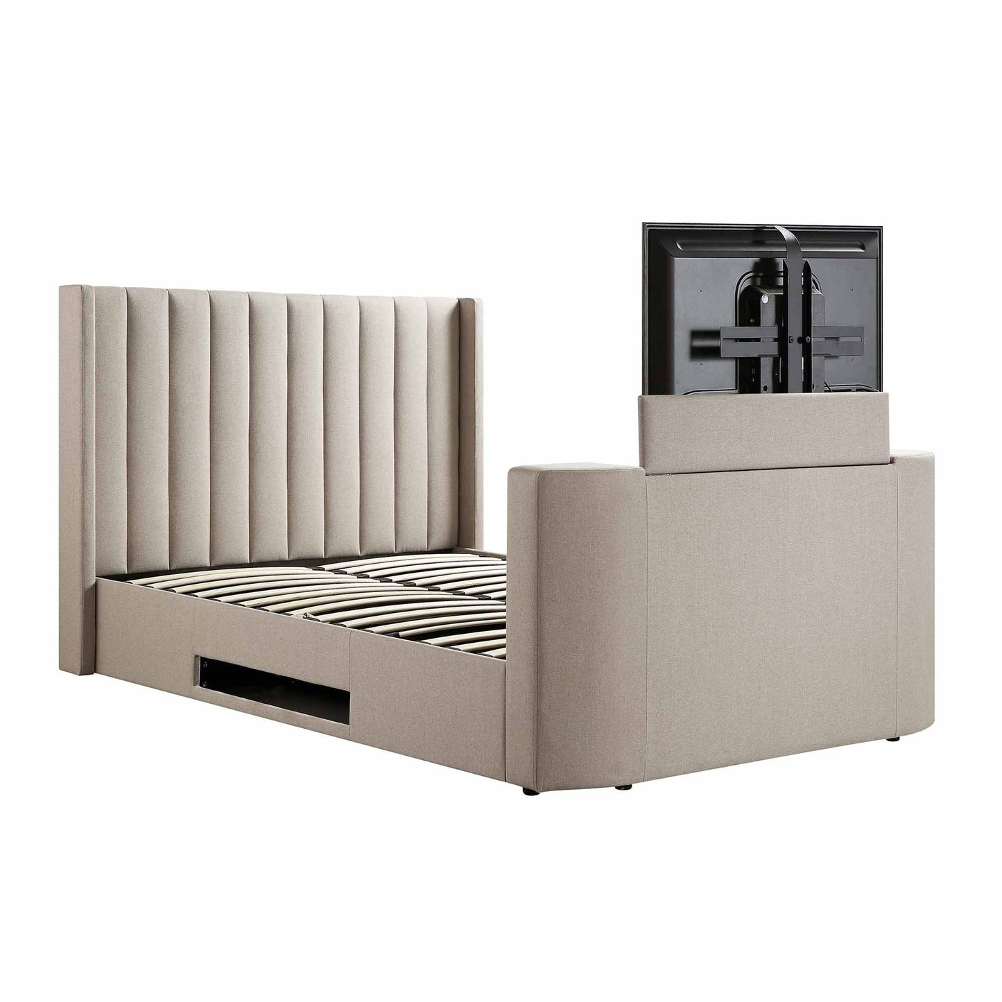 Wilton Warm Stone Fabric Ottoman TV Bed