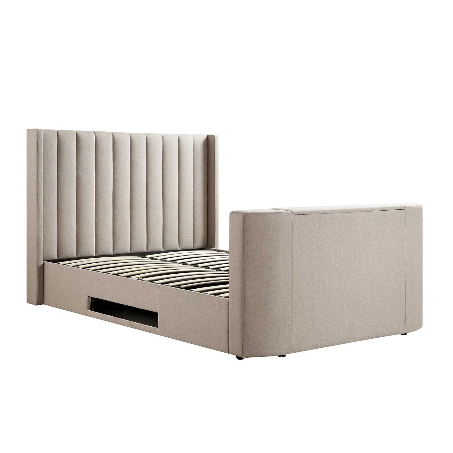 Wilton Warm Stone Fabric Ottoman TV Bed