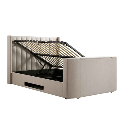 Wilton Warm Stone Fabric Ottoman TV Bed