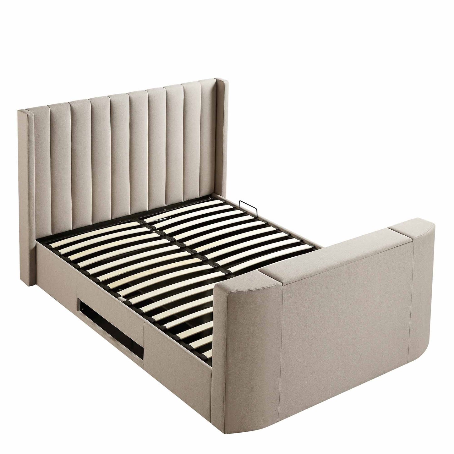 Wilton Warm Stone Fabric Ottoman TV Bed