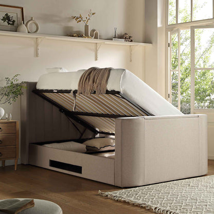 Wilton Warm Stone Fabric Ottoman TV Bed