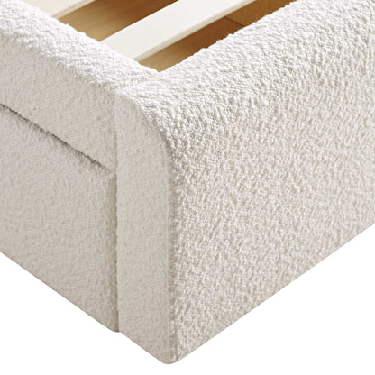 Hampstead Ecru Boucle Curved Bed with 4-Drawer Storage