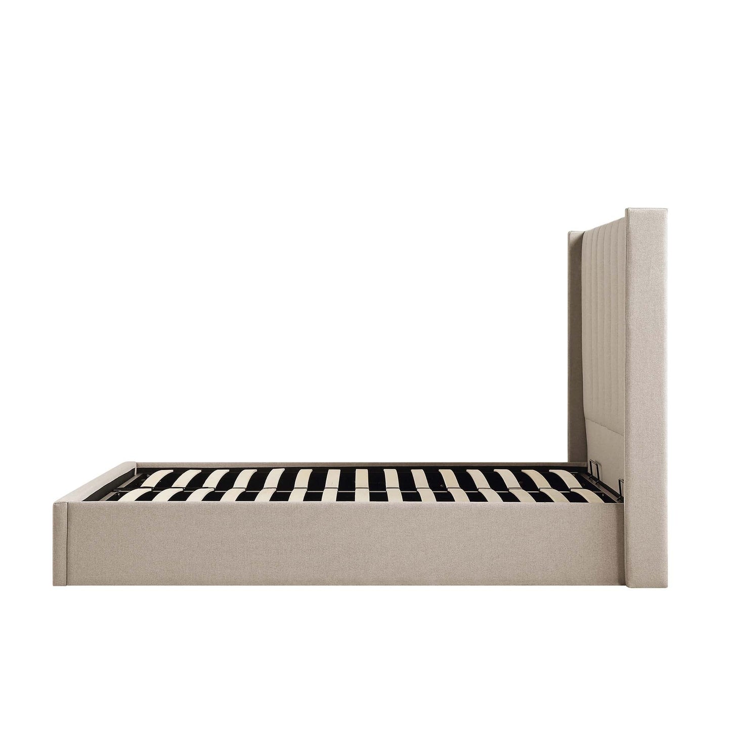 Wilton Warm Stone Fabric Ottoman Storage Bed