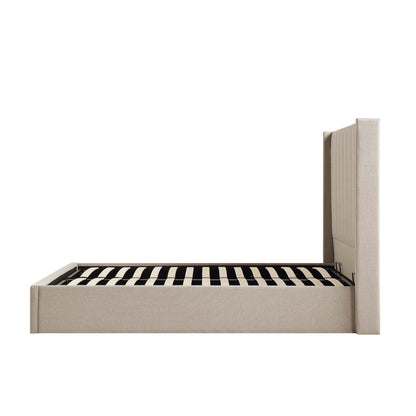 Wilton Warm Stone Fabric Ottoman Storage Bed