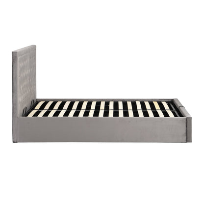 Hartwell Upholstered Ottoman Storage Bed with Deeply Buttoned Headboard (Grey Velvet)