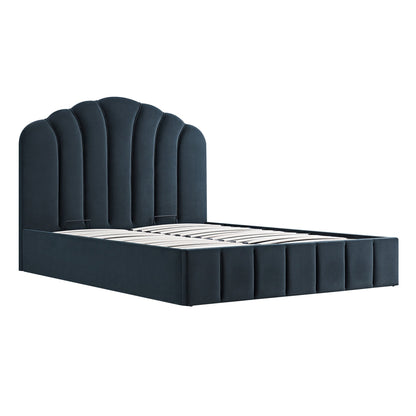 Hana Ottoman Storage Bed, Aegean Blue Velvet