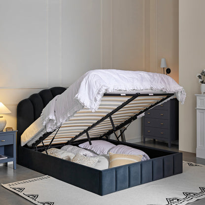 Hana Ottoman Storage Bed, Aegean Blue Velvet