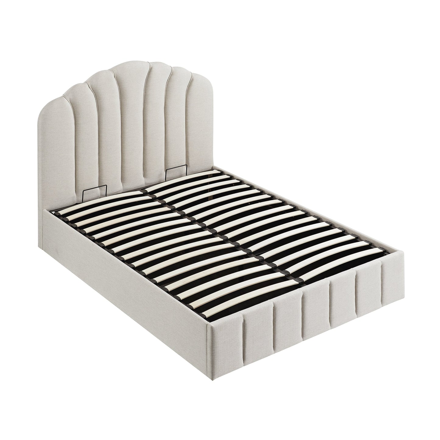 Hana Ottoman Storage Bed, Ivory Weave Fabric