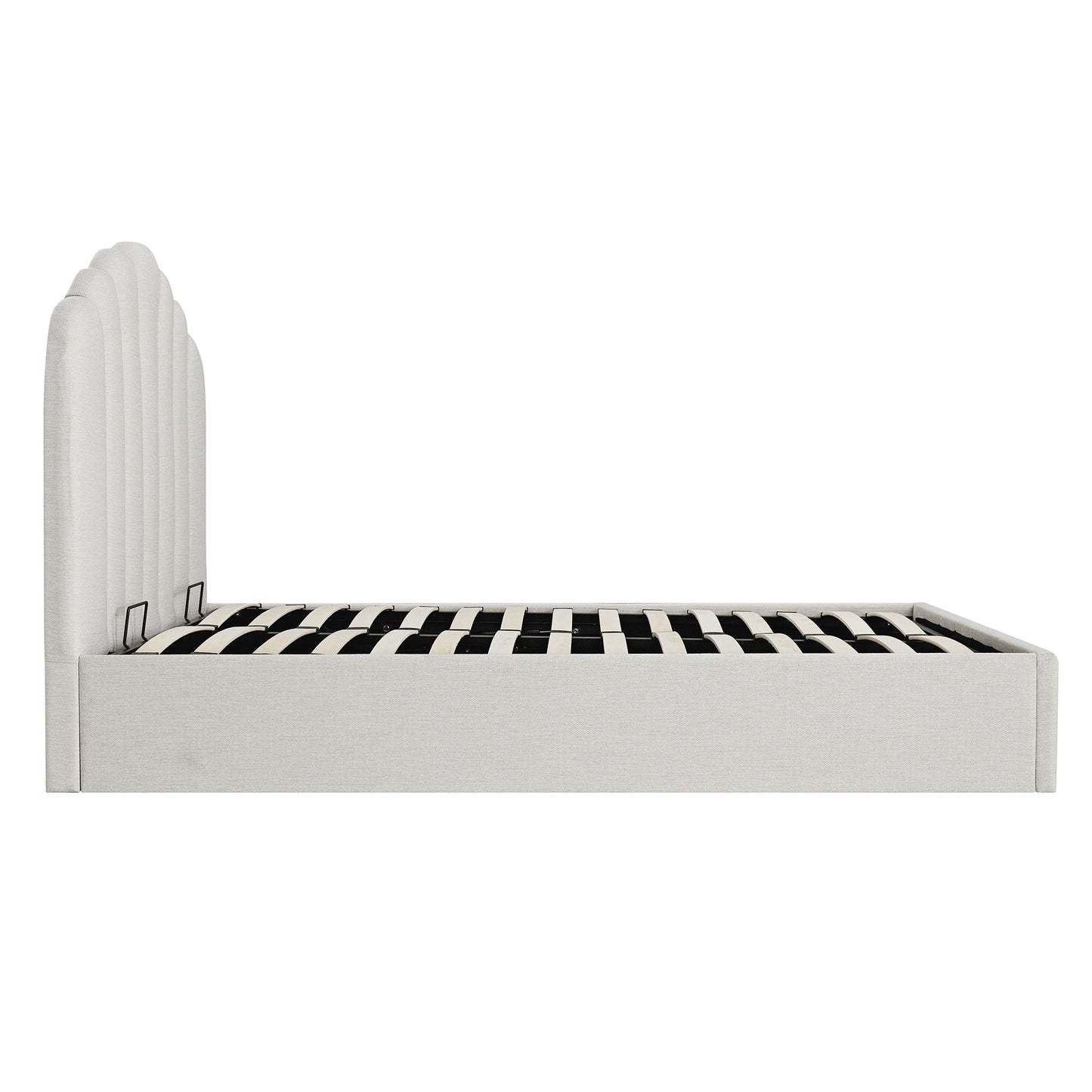 Hana Ottoman Storage Bed, Ivory Weave Fabric