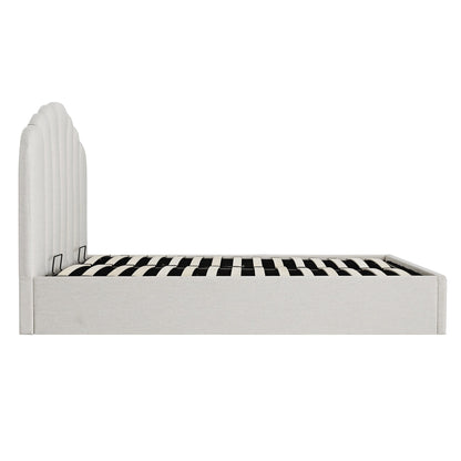 Hana Ottoman Storage Bed, Ivory Weave Fabric