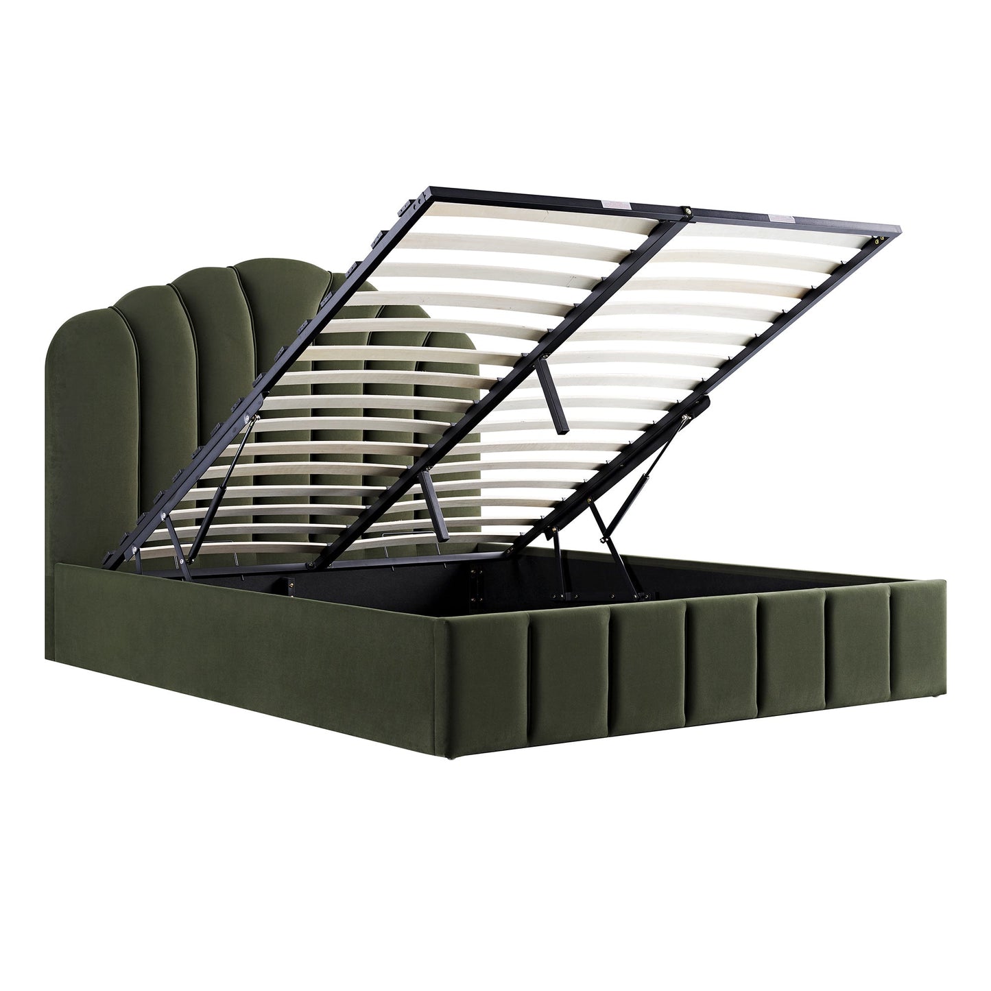 Hana Ottoman Storage Bed, Moss Green Velvet
