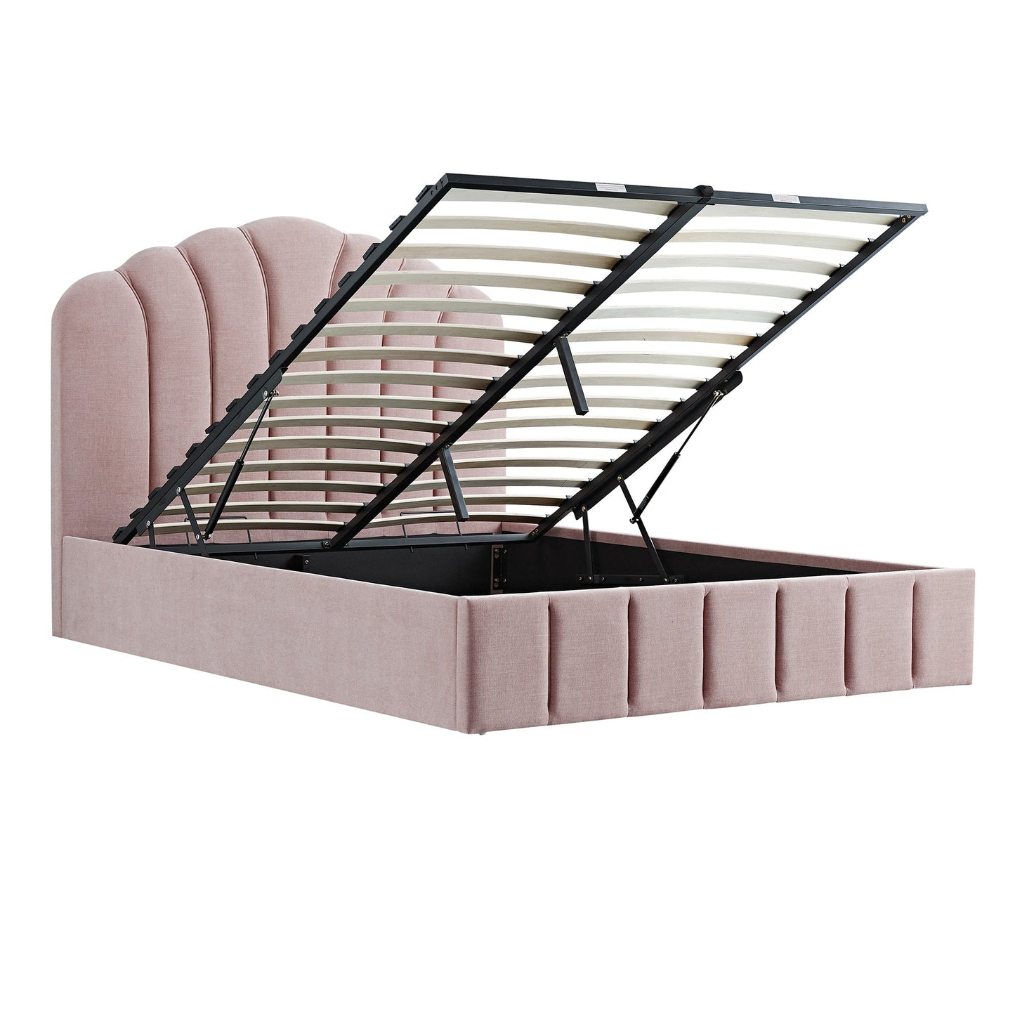 Hana Ottoman Storage Bed, Petal Pink Chenille