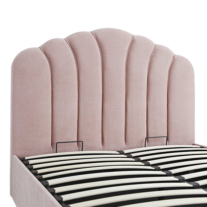 Hana Ottoman Storage Bed, Petal Pink Chenille