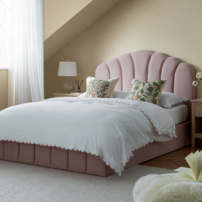 Hana Ottoman Storage Bed, Petal Pink Chenille