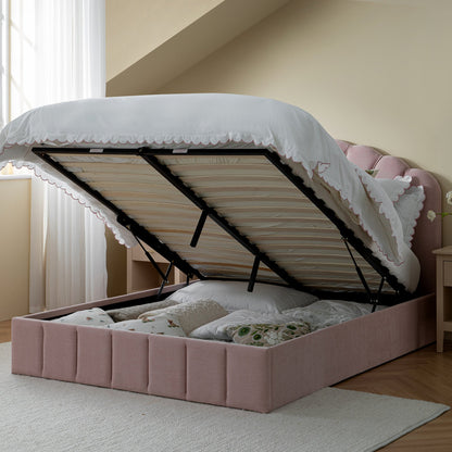 Hana Ottoman Storage Bed, Petal Pink Chenille