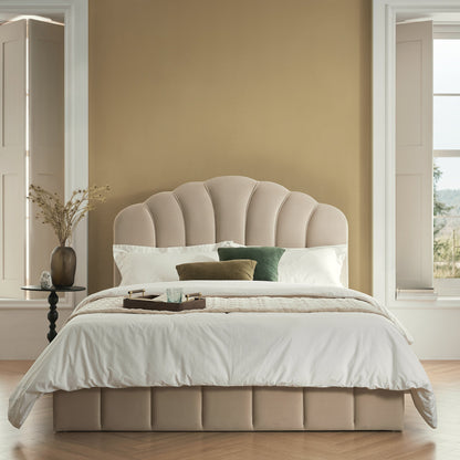 Hana Ottoman Storage Bed, Warm Stone Velvet