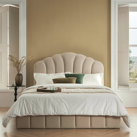 Hana Ottoman Storage Bed, Warm Stone Velvet