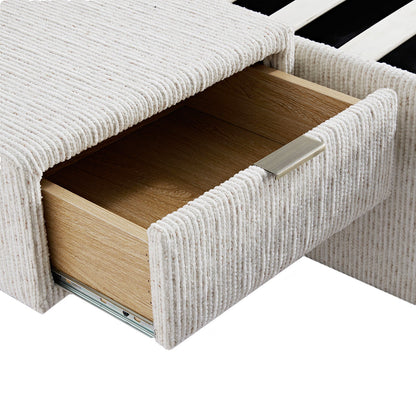 Tremezzo Oversized Ottoman Storage Bed, Beige Textured Fabric