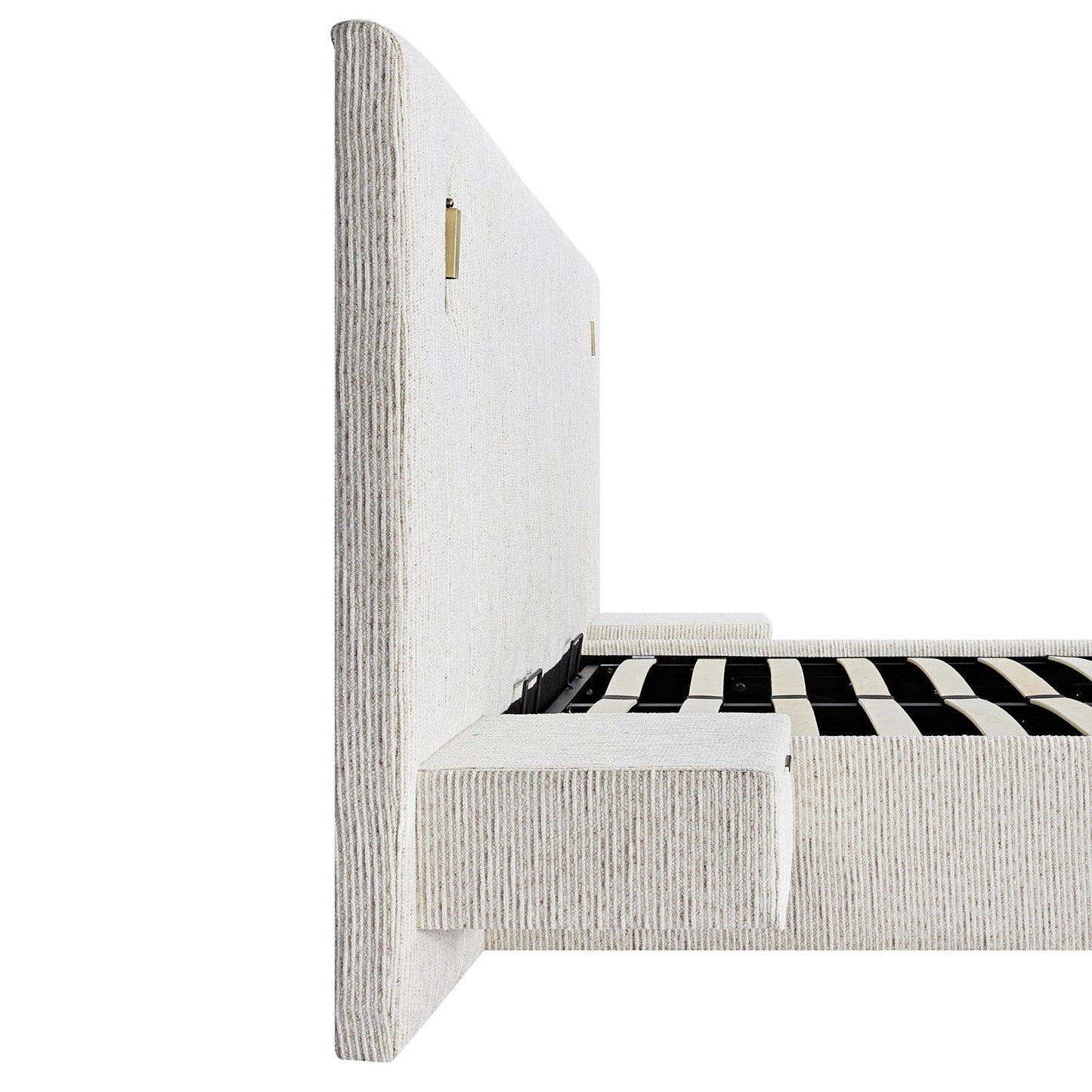 Tremezzo Oversized Ottoman Storage Bed, Beige Textured Fabric